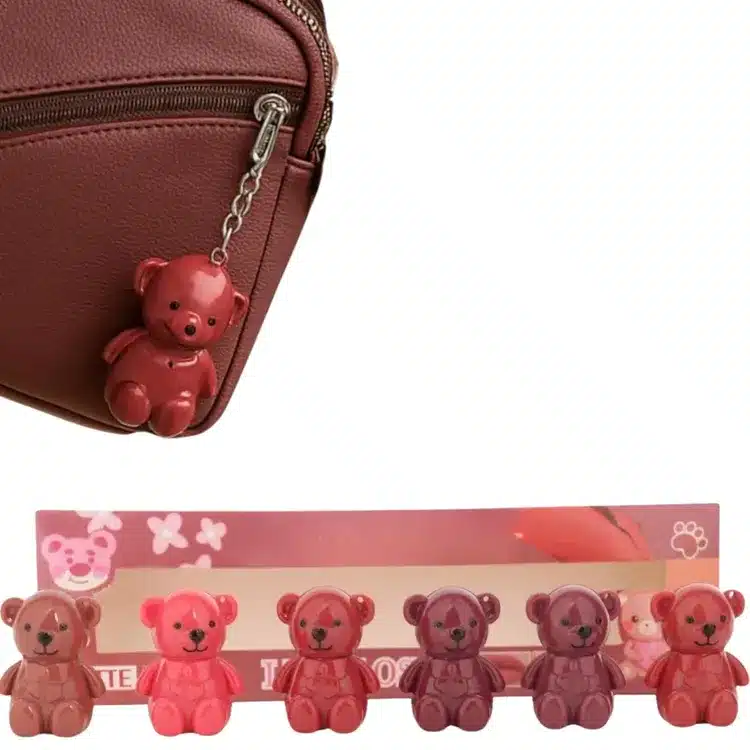Cute Teddy Shape Matte Lip Gloss Set for Women and Girls